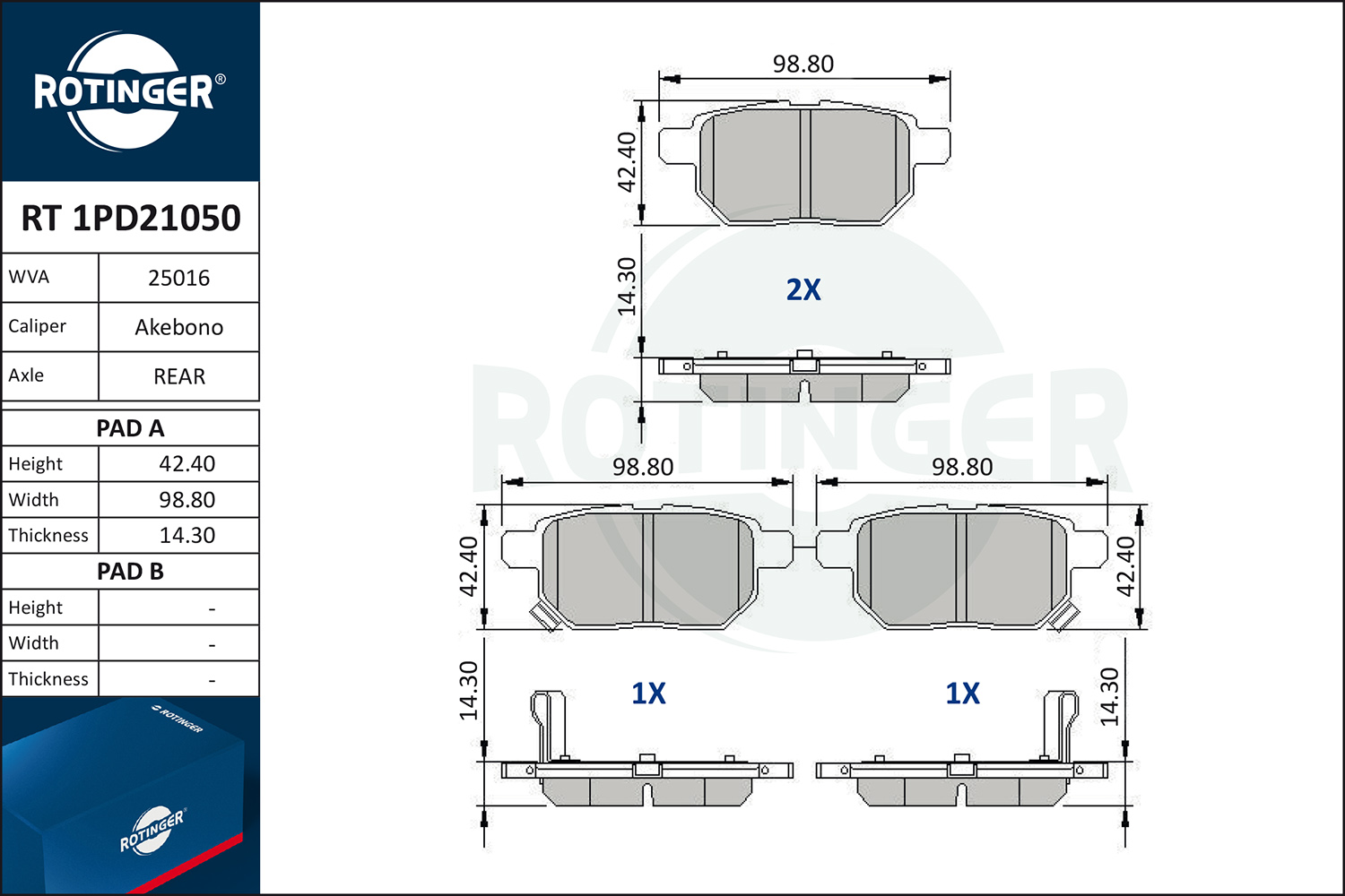 ROTINGER Fékbetét, mind RT1PD21050_ROT